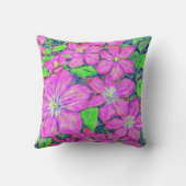 ブルーアクセント付きパープルクレマティス装飾用クッション クッション (裏面)