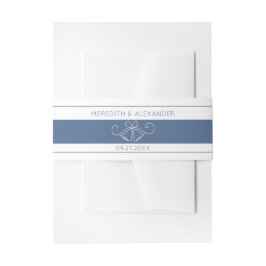 ブルーアクセント付きホワイトベリーバンド 招待状ベリーバンド