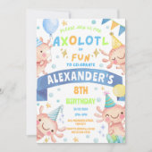 ブルーアクソロトルキュートサラマンダー水中競技誕生日 招待状 (正面)
