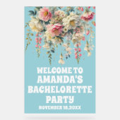 ブルーアクリルフローラバチェロレッテウェルカムサイン アクリルサイン (正面)