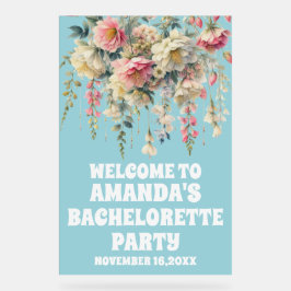 ブルーアクリルフローラバチェロレッテウェルカムサイン アクリルサイン