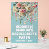 ブルーアクリルフローラバチェロレッテウェルカムサイン アクリルサイン (ウェディング)