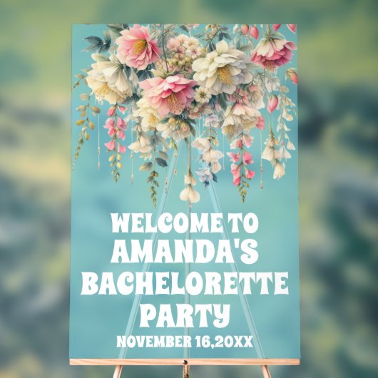 ブルーアクリルフローラバチェロレッテウェルカムサイン アクリルサイン (ニュートラル)