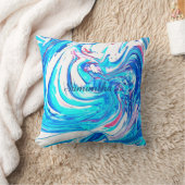 ブルーアクリル絵画抽象芸術（ばちゃばちゃ）跳ねる旋回 クッション (ブランケット)