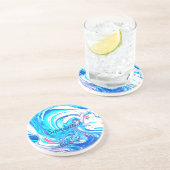 ブルーアクリル絵画抽象芸術(ばちゃばちゃ)跳ねる旋回 コースター (側面)