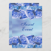 ブルーアク結婚アのエレガントバラ 招待状 (正面/裏面)