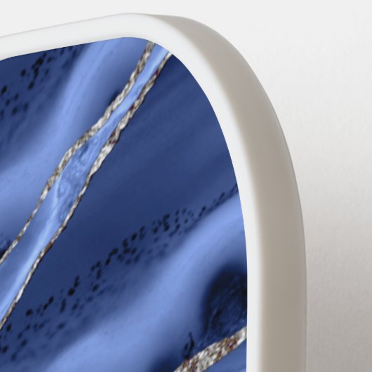 ブルーアゲエレガントートシルバーグリッターモノグラム名 ピックルボールラケット (左詳細)