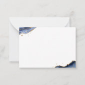 ブルーアゲテゲード金ゴールドグリッタースクリプトモノグラム ノートカード (裏面)