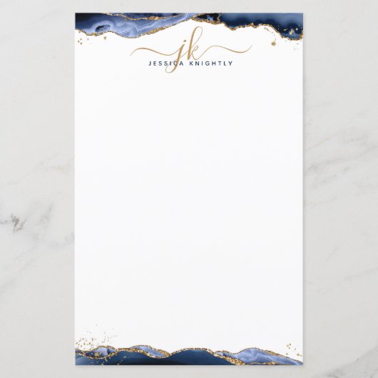 ブルーアゲテゲード金ゴールドグリッターモノグラムイニシャル (正面)