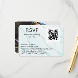 ブルーアゲートウェディング オンラインRSVP QRコード フォト エンクロージャーカード