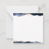 ブルーアゲートジオードスクリプトモノグラム金ゴールドグリッター ノートカード (裏面)