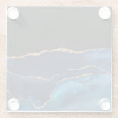 ブルーアゲートマーブルシャイニーゴールデングリッターシックグラム ガラスコースター (裏面)