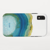 ブルーアゲートモノグラムカッコいい抽象芸術大理石宝石 Case-Mate iPhoneケース (裏面(横))