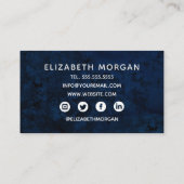 ブルーアゲート大理石バラ金ゴールド水彩 名刺 (裏面)