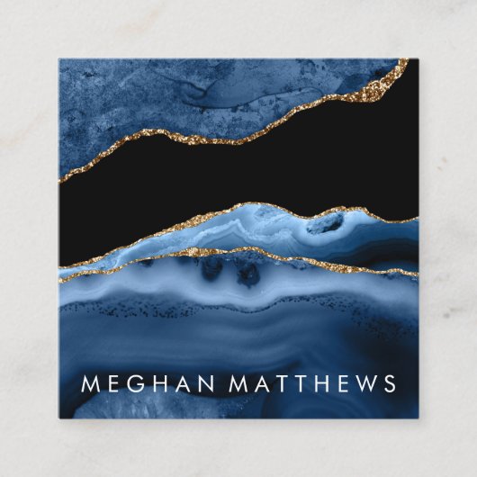 ブルーアゲート美しいスタイリストスクエアビジネスカード スクエア名刺 (正面)