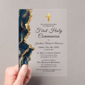 ブルーアゲート金ゴールドファースト・ホーリー・コミューンズボーイ アクリル招待状 (インサイチュ (ポータブル))