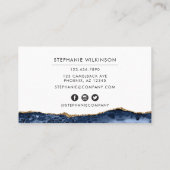 ブルーアゲート&ゴールドボーダー水彩名刺 名刺 (裏面)