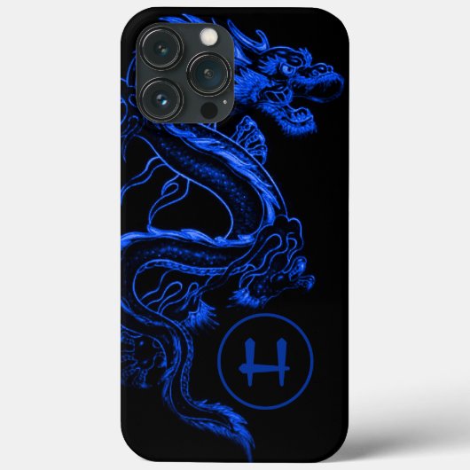 ブルーアジアモノグラムのドラゴン Case-Mate iPhoneケース (裏面)