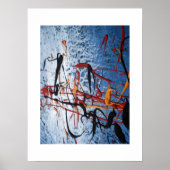 ブルーアジア絵画抽象芸術ポスタープリント ポスター (正面)