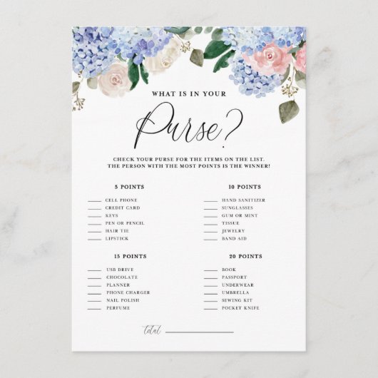 ブルーアジサイあなたの財布のゲームカードに何がある エンクロージャーカード (正面)