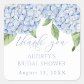 ブルーアジサイありがとうカスタマイズブライダルシャワー スクエアシール (正面)