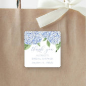 ブルーアジサイありがとうカスタマイズブライダルシャワー スクエアシール