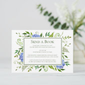 ブルーアジサイが本を送る仮想ベビーシャワー エンクロージャーカード (スタンド正面)