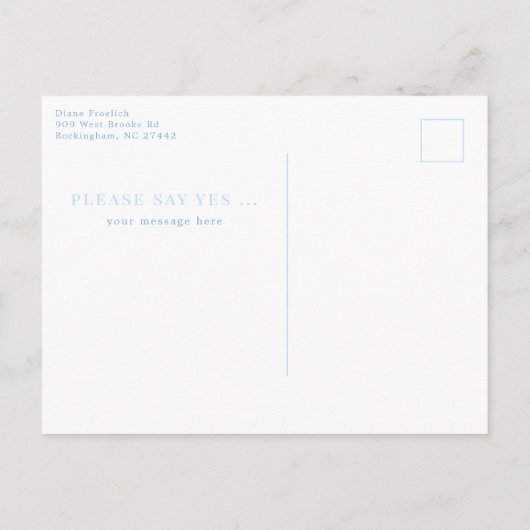 ブルーアジサイが私のメイド・オブ・オーナー（花嫁付き添い人） ポストカード (裏面)