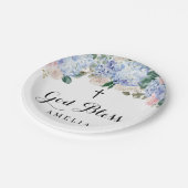 ブルーアジサイとアイボリーバラ神恵みバプテスマ ペーパープレート (アングル)