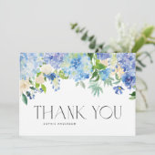 ブルーアジサイとアイボリーバラ結婚ズ サンキューカード (スタンド正面)