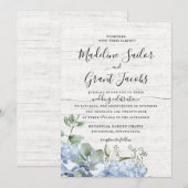 ブルーアジサイとグリーンリー結婚バーンウッドズインビ 招待状 (正面/裏面)