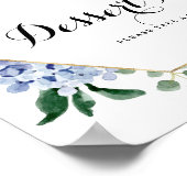 ブルーアジサイとピンクローズ金ゴールドデザートバー ポスター (角)