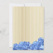 ブルーアジサイと金ゴールドストライプブライダルシャワー 招待状 (裏面)