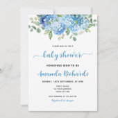 ブルーアジサイのお母さんが赤ちゃんシャワー 招待状 (正面)