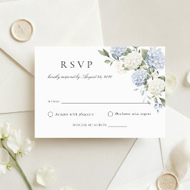 ブルーアジサイのエレガントなフラワー ウェディング RSVP カード