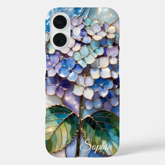 ブルーアジサイのカスタマイズフォンケース 花柄 Case-Mate iPhoneケース (裏面)