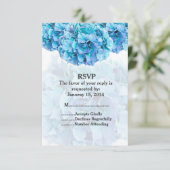 ブルーアジサイのカスタムウェディングRSVPアジサイ3 出欠カード (スタンド正面)