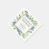 ブルーアジサイのカップルのシャワー スタンダードカクテルナプキン (角)