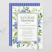 ブルーアジサイのカップルのシャワー 招待状 (正面/裏面)