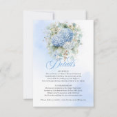 ブルーアジサイのチャーミングな結婚式の詳細カード 出欠カード (正面)