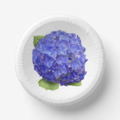 ブルーアジサイの植物画デザインの紙皿 ペーパーボウル (正面)