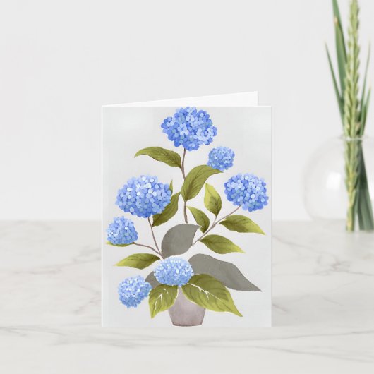 ブルーアジサイの植物 | 美しい花の水彩画 カード (正面)