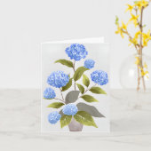 ブルーアジサイの植物 | 美しい花の水彩画 カード (黄色い花)