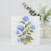 ブルーアジサイの植物 | 美しい花の水彩画 カード (スタンド正面)