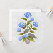 ブルーアジサイの植物 | 美しい花の水彩画 カード (正面/裏面インサイチュ)
