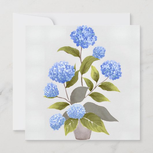 ブルーアジサイの植物 | 美しい花の水彩画 カード (正面)