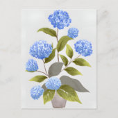 ブルーアジサイの植物 | 美しい花の水彩画 ポストカード (正面)