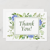 ブルーアジサイの水の色フラットサンキューカード サンキューカード (正面/裏面)