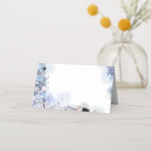 ブルーアジサイの水の色結婚のチャリティーの恩恵 プレイスカード (裏面)