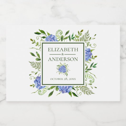 ブルーアジサイの水の色結婚の設定 スパークリングワインラベル (シングルラベル)